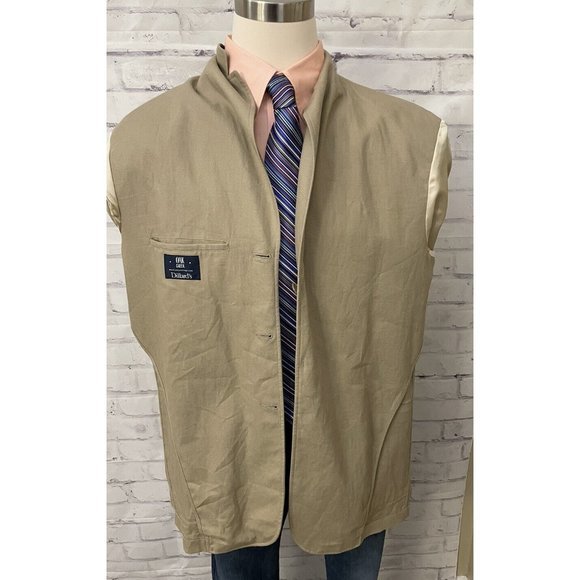 Oak Creek Dillards 3 Button Beige Linen Blend Jacket Blazer‎ Sport Coat  Sz 44L - Picture 10 of 12